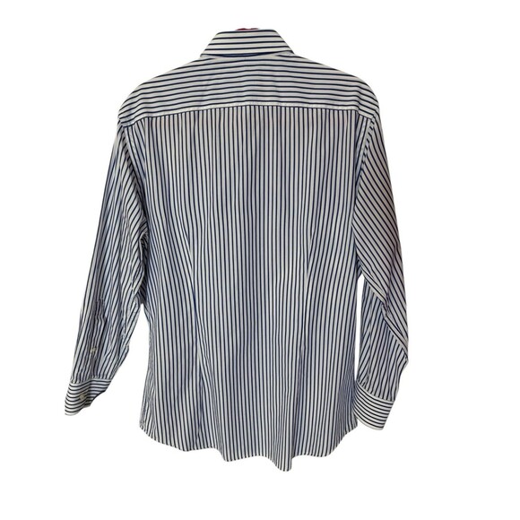 J. Lindeberg Long Sleeve Button Down Shirt Men's Size 16 Blue and White Stripes - Picture 3 of 9